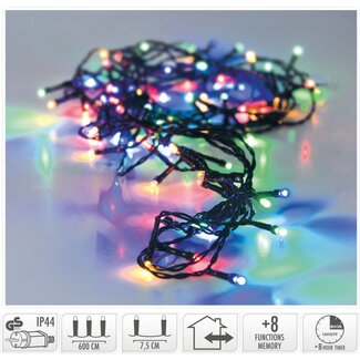 Christmas lights 80 LED - 6m - multicolor - Timer - Light functions