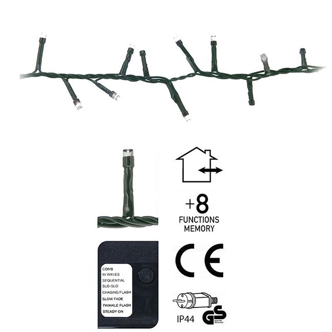 Micro-Cluster-LED-Lichterkette - 1200 LEDs, 24 m, Weiß, 8 Lichtfunktionen und Speicher