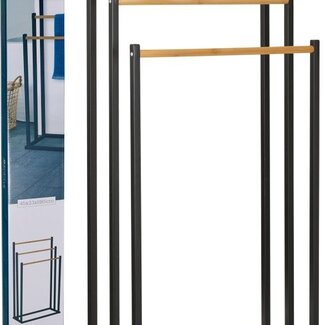 Bathroom Solutions Handtuchständer mit 3 Bambusstäben, schwarz | Bathroom Solutions