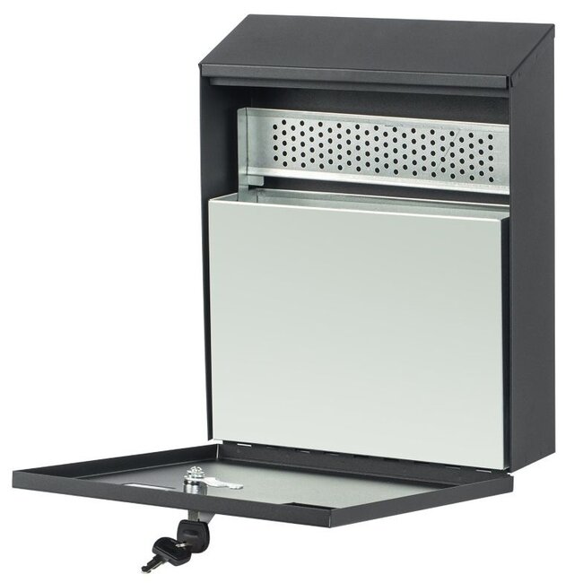 Ceruzo lockable wall ashtray made of black powder-coated, galvanized steel - 2 keys, approx. 400 cigarettes