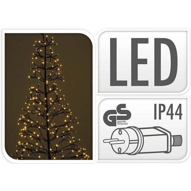 Dekorativer LED-Lichtbaum 150 cm – 280 warmweiße LEDs, Metallfuß und IP44-Adapter