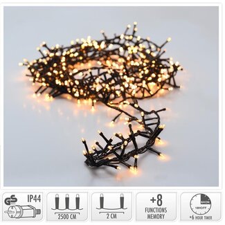 Microcluster kerstverlichting met haspel – 25 m – 1.250 extra warm witte leds