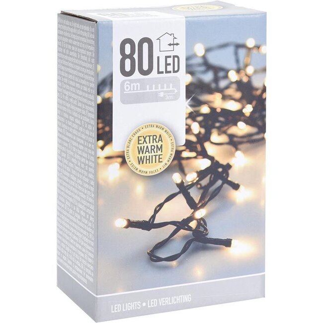 6 m LED-Weihnachtslichterkette – 80 extra warmweiße LEDs, 8 Lichtfunktionen, Timer und Speicher