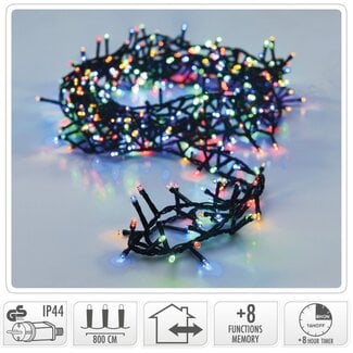 Microcluster kerstverlichting – 8 m – 400 multicolor leds