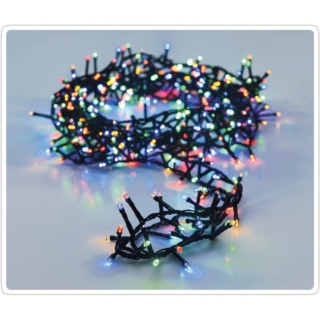 8 m Microcluster Christmas Lights – 400 Multicolour LEDs – 8 Modes, Timer & Memory