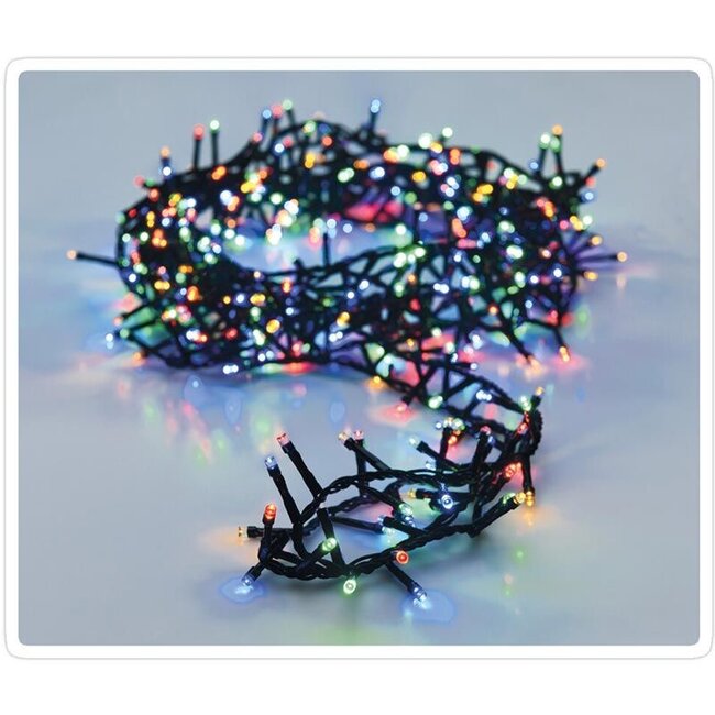 Microcluster Christmas lights - 30 m - 1500 multicolor LEDs - 8 functions with timer and memory