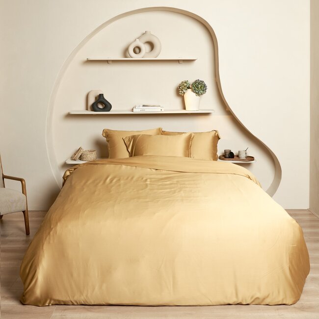 Bamboo fitted sheet ochre yellow 180 x 200 cm - Coco & Cici
