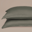 Bamboo pillowcase olive green 80 x 80 cm with border - Coco & Cici
