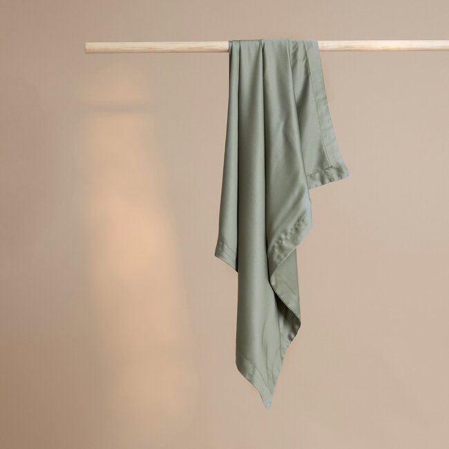 Bamboo pillowcase olive green 80 x 80 cm with border - Coco & Cici
