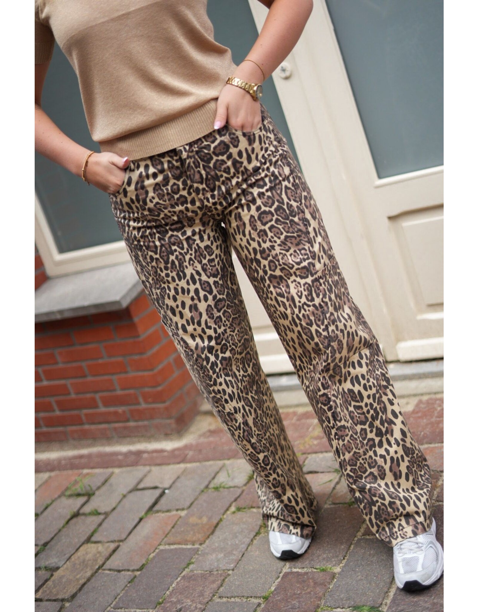 HEBBEZ Cargo wideleg broek Fenne - Leopard