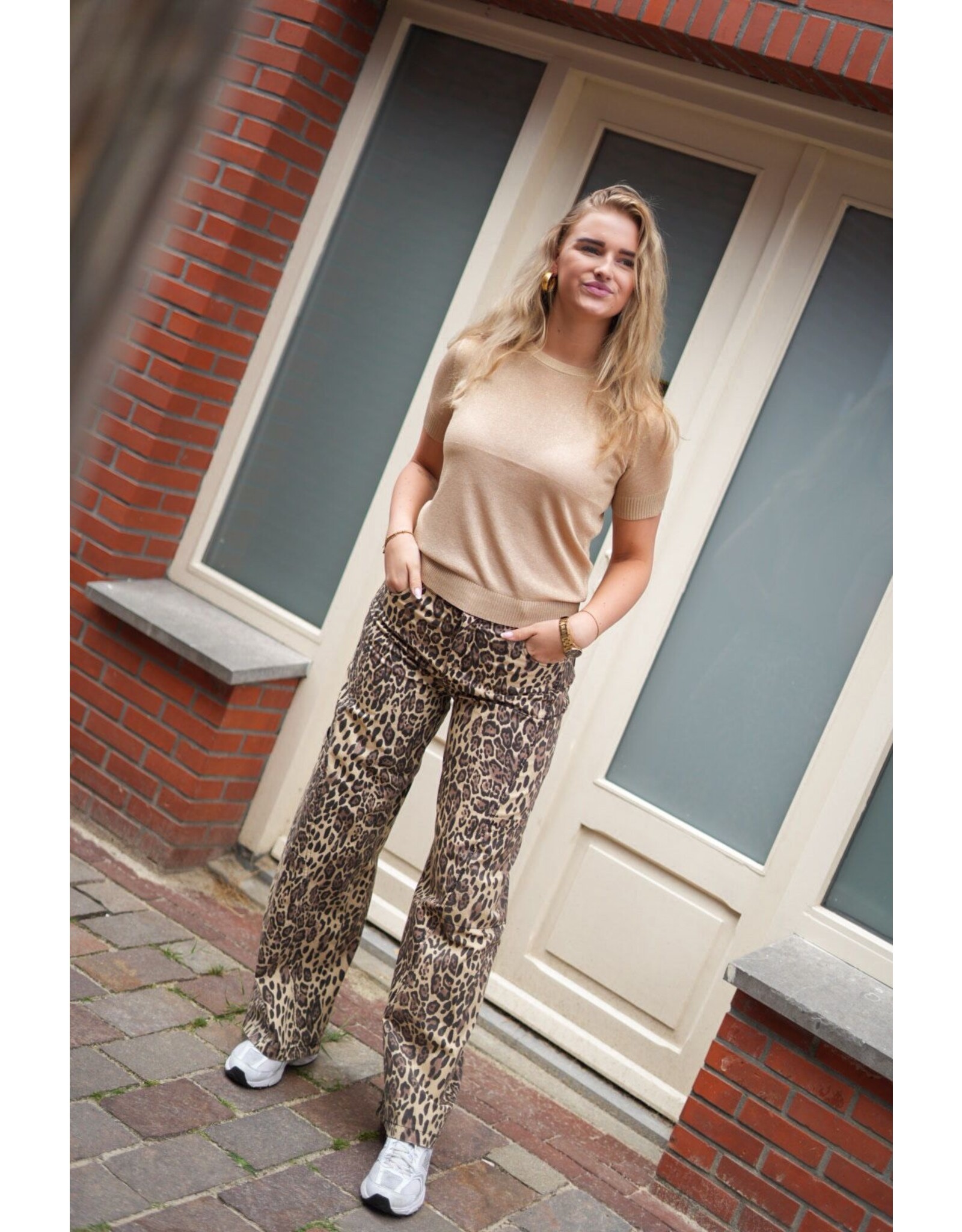 HEBBEZ Cargo wideleg broek Fenne - Leopard