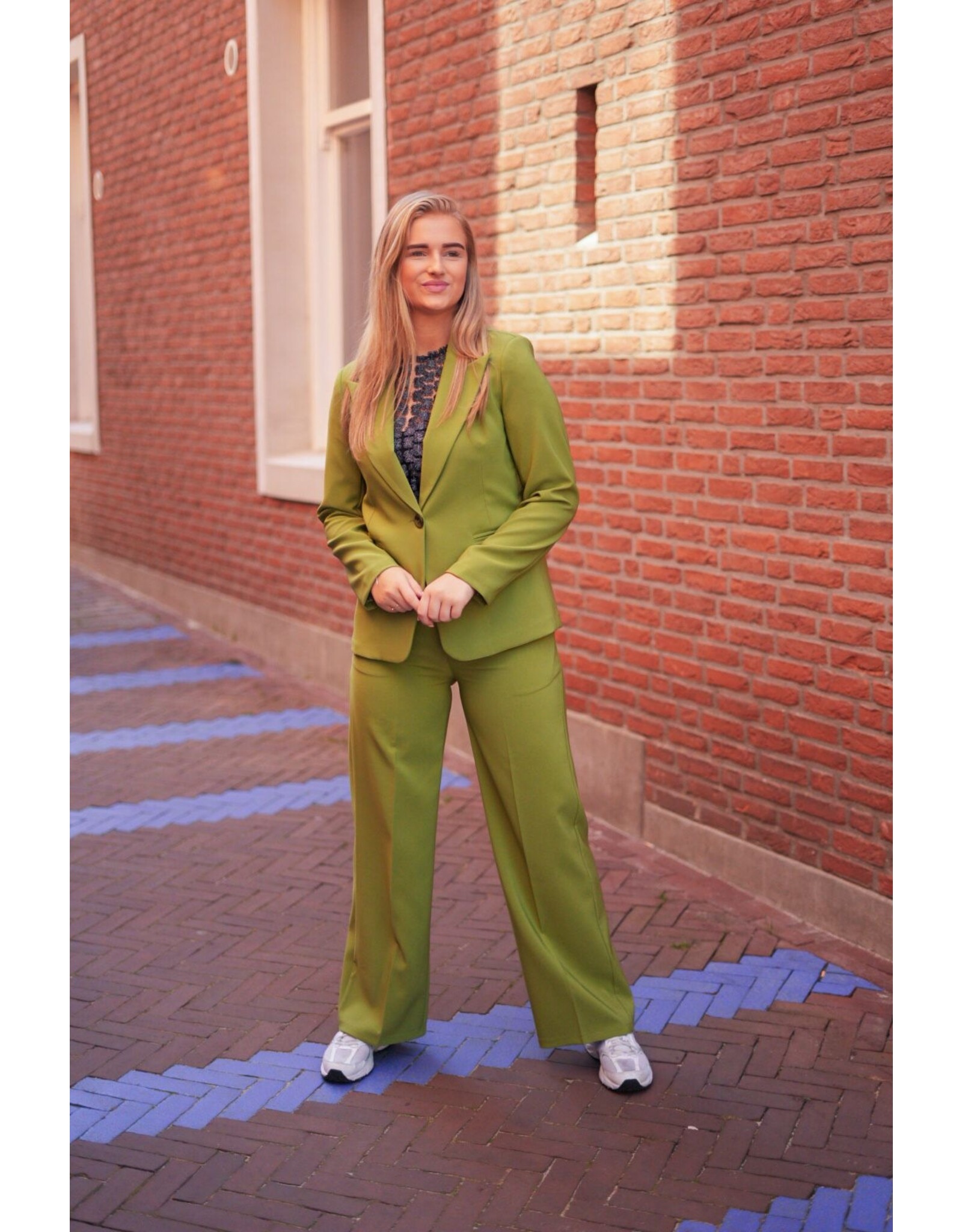 HEBBEZ SUIT UP | Wide leg pantalon - Groen