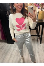 HEBBEZ Sweater 'AMOUR' - Beige | Roze