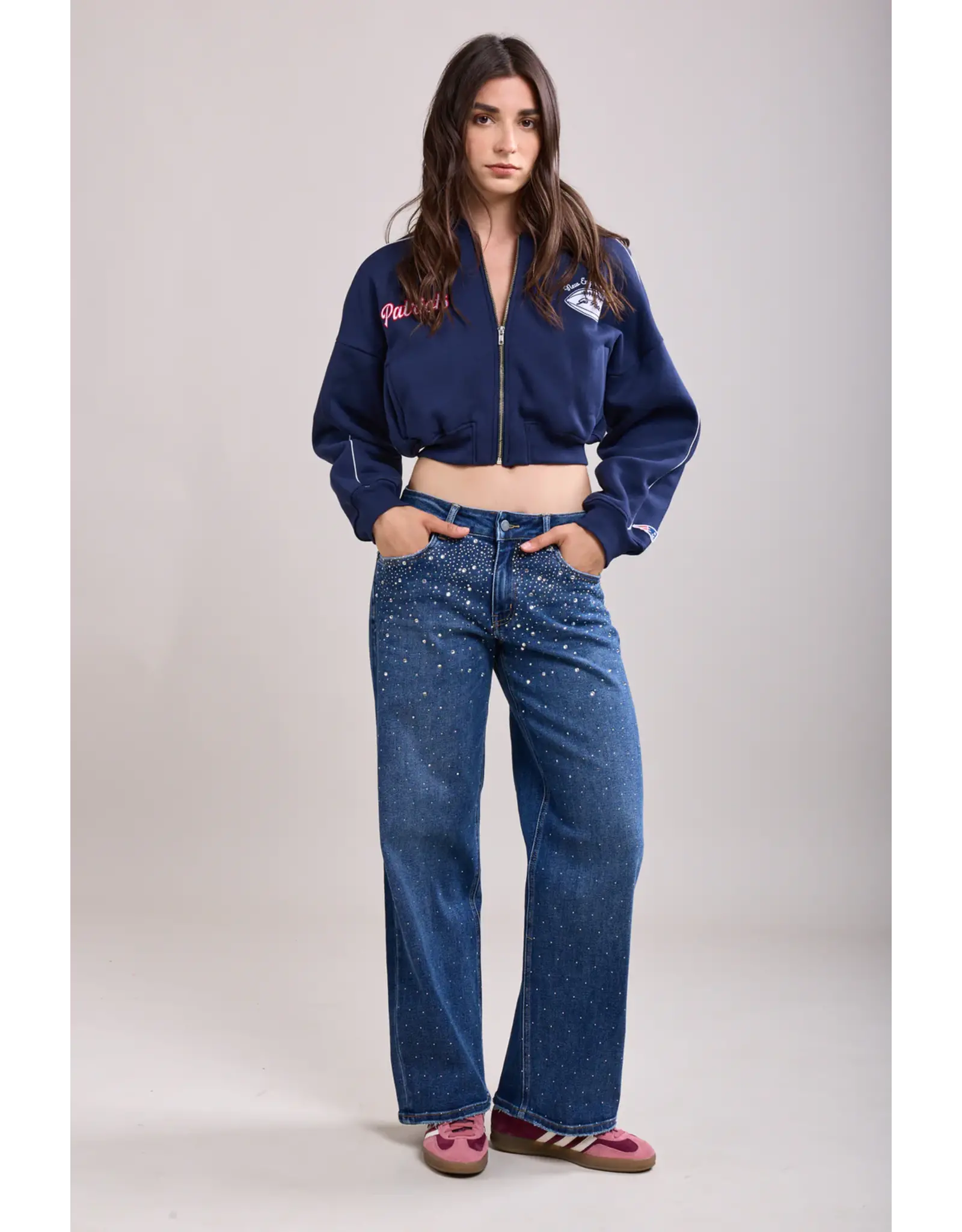 HEBBEZ TOXIK3 Alon jeans rhinestone - Donkerblauw