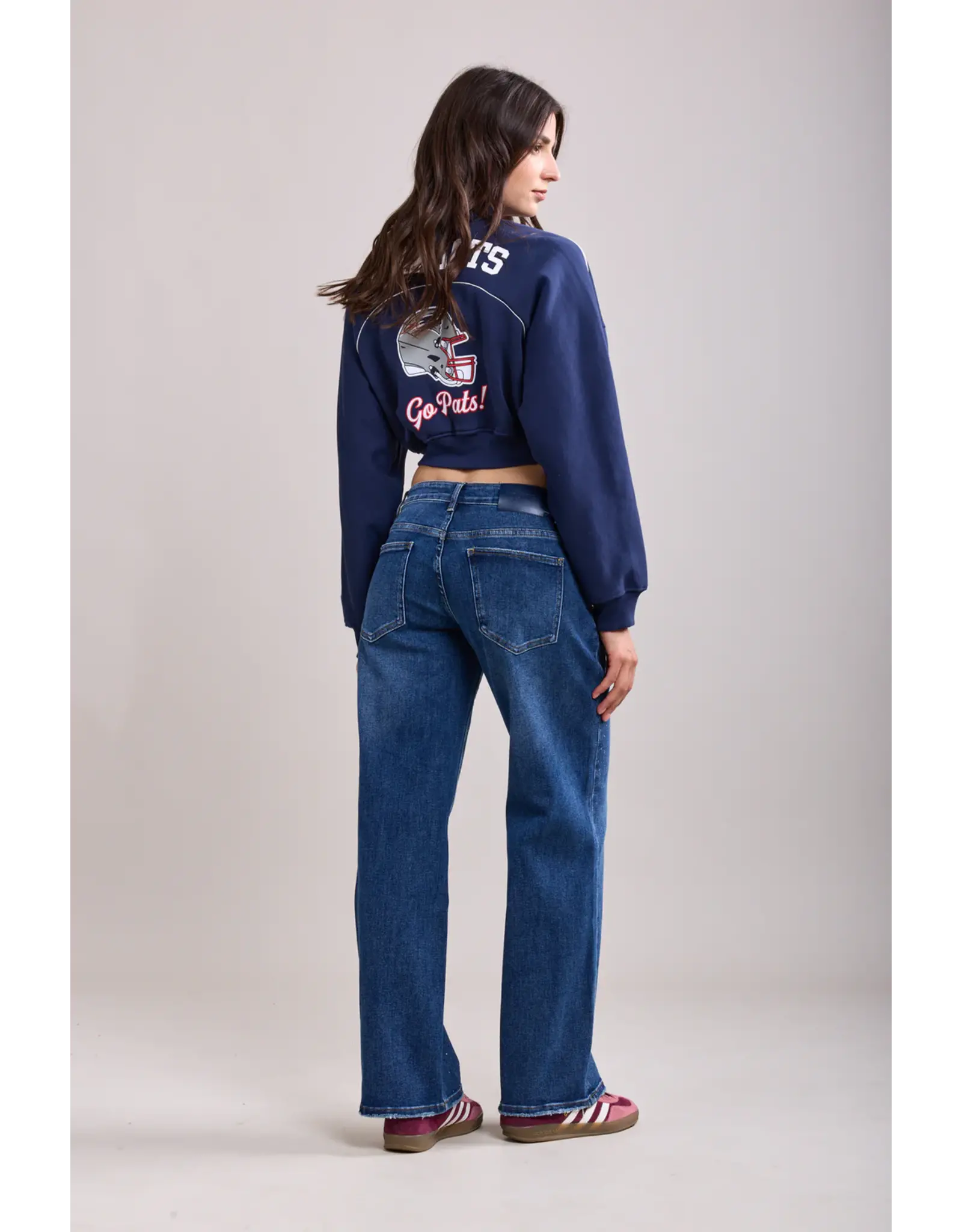 HEBBEZ TOXIK3 Alon jeans rhinestone - Donkerblauw