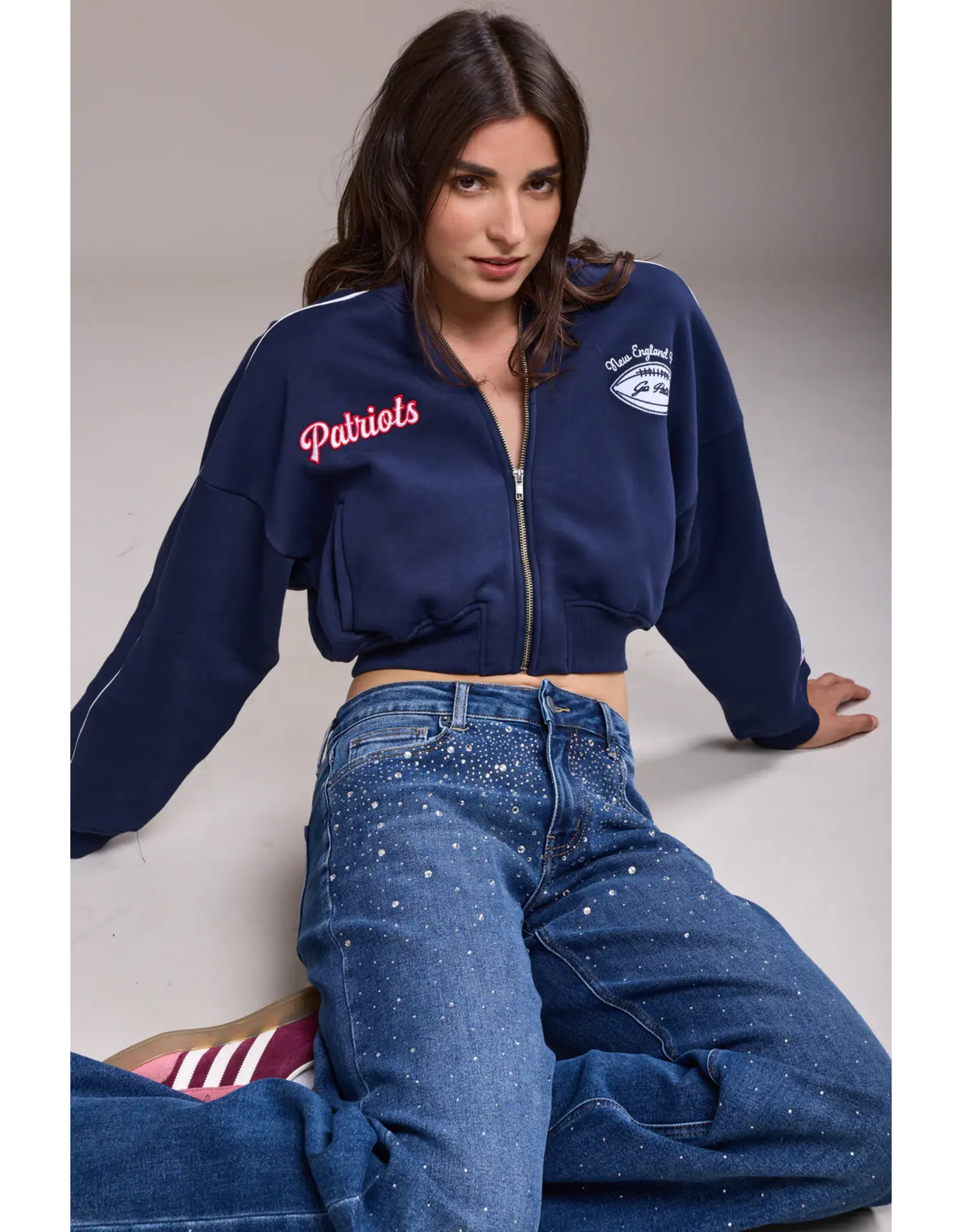 HEBBEZ TOXIK3 Alon jeans rhinestone - Donkerblauw
