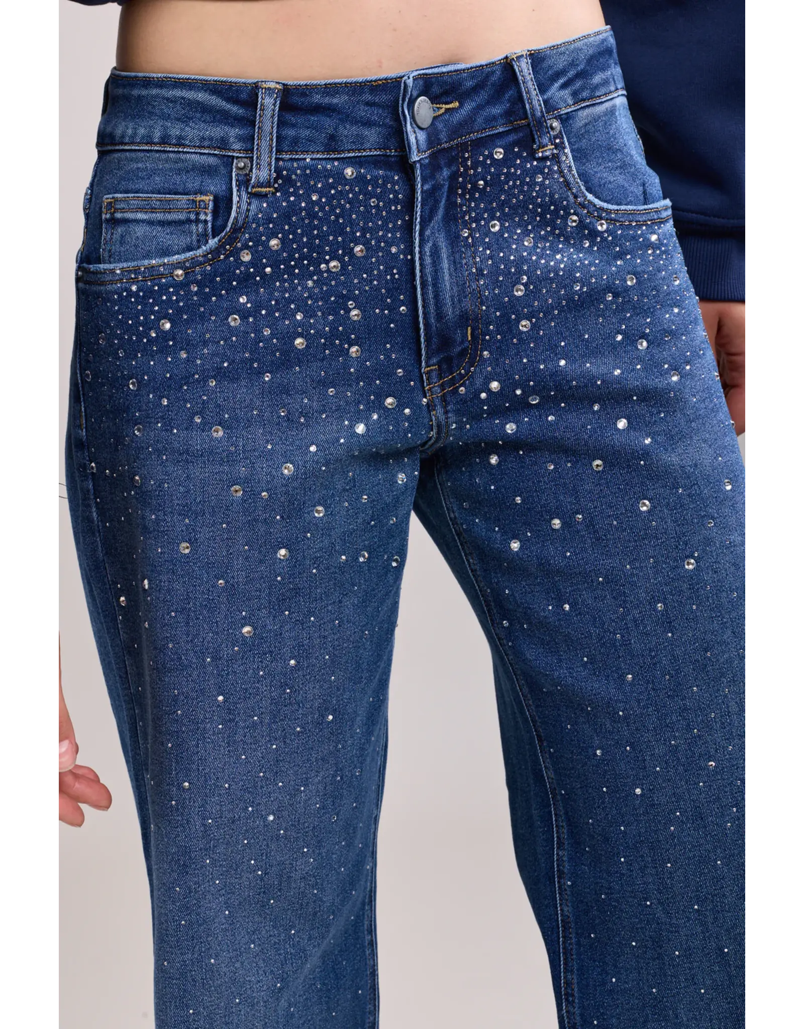 HEBBEZ TOXIK3 Alon jeans rhinestone - Donkerblauw