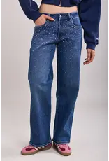 HEBBEZ TOXIK3 Alon jeans rhinestone - Donkerblauw