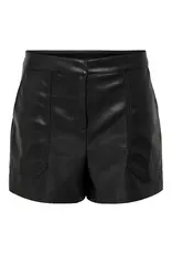 ONLY ONLY Tricia mid waist baggy fit PU-short - Black