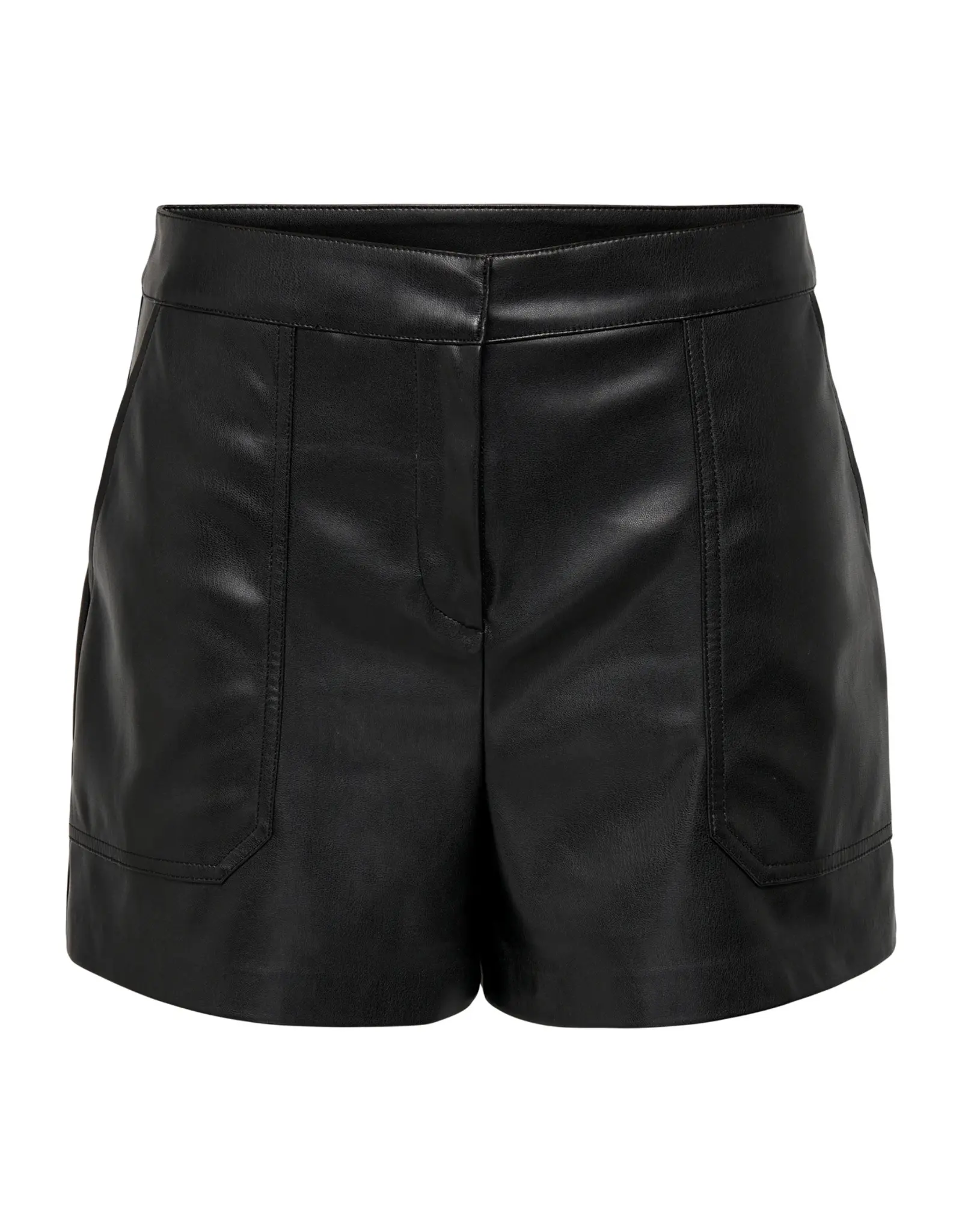 ONLY ONLY Tricia mid waist baggy fit PU-short - Black