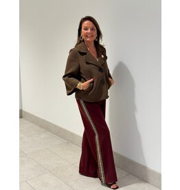 HEBBEZ Wide leg pantalon met panter bies Yara - Rood