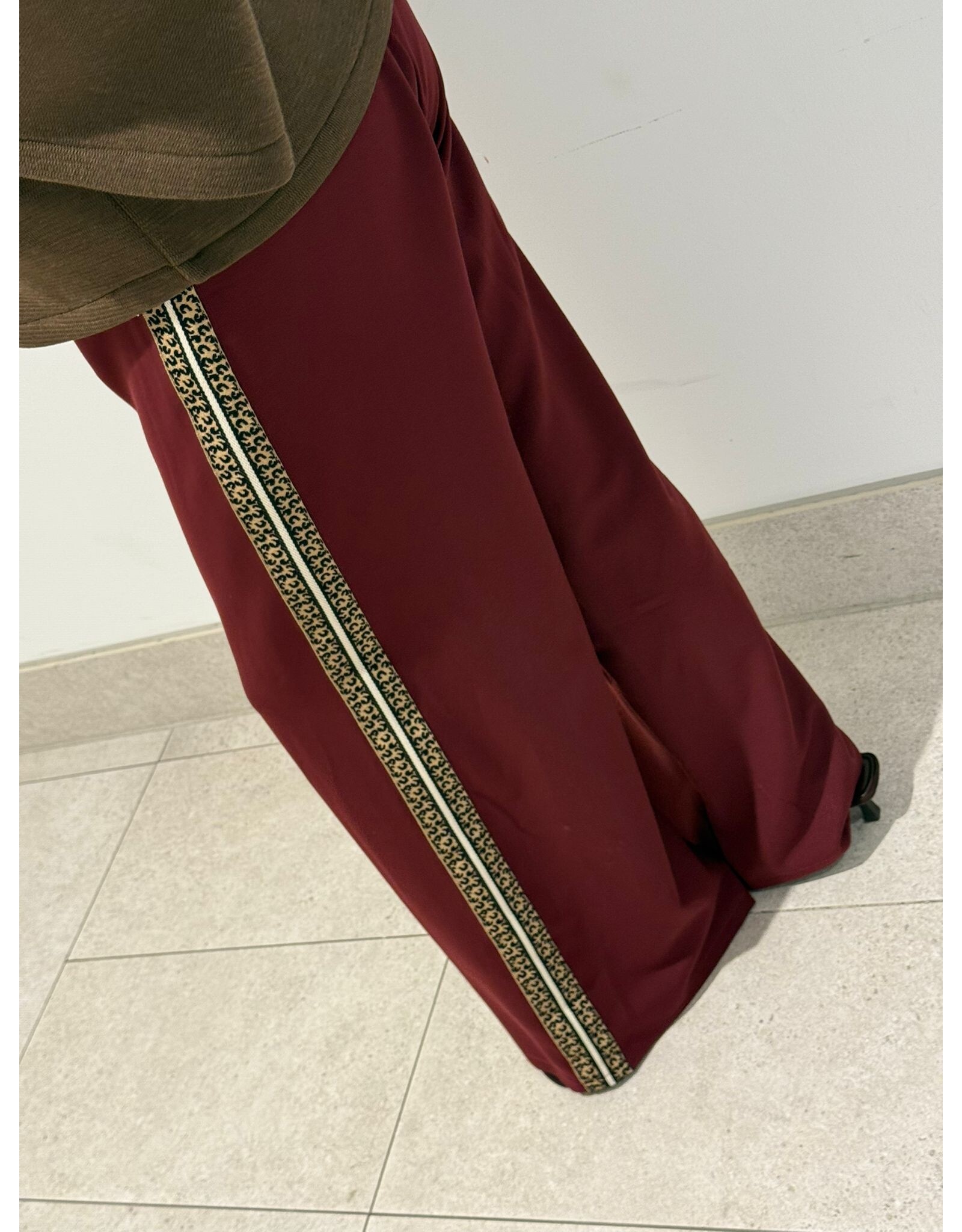 HEBBEZ Wide leg pantalon met panter bies Yara - Rood
