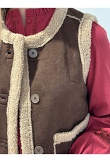 HEBBEZ Gilet met teddydetails Luna - Donkerbruin