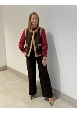 HEBBEZ Gilet met teddydetails Luna - Donkerbruin