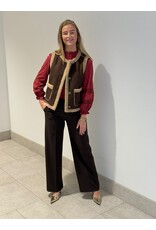 HEBBEZ Gilet met teddydetails Luna - Donkerbruin