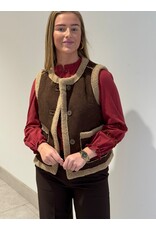 HEBBEZ Gilet met teddydetails Luna - Donkerbruin