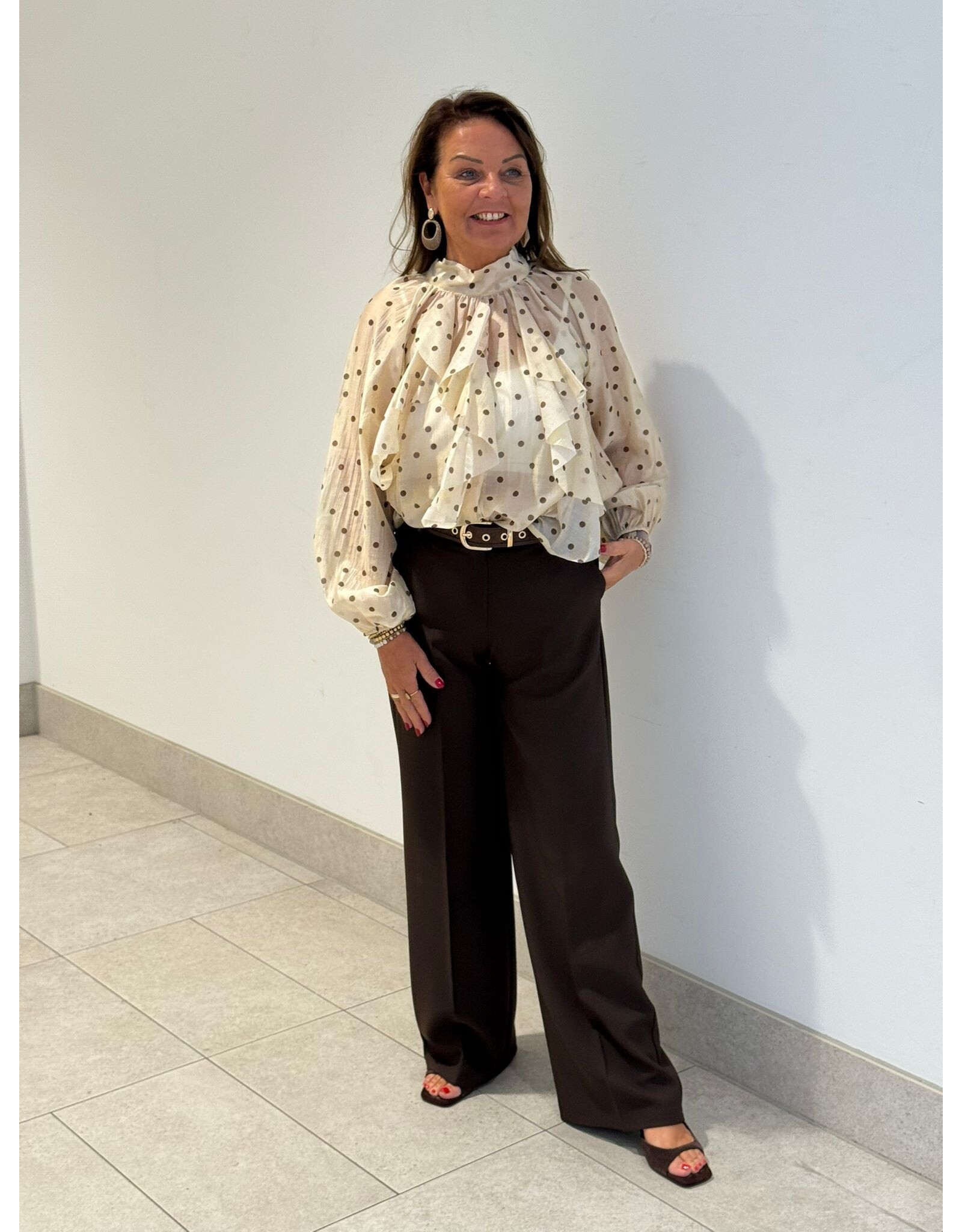 HEBBEZ Polka dot blouse Nina - Beige