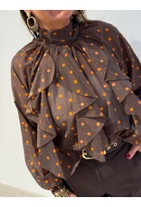 HEBBEZ Polka dot blouse Nina - Chocoladebruin