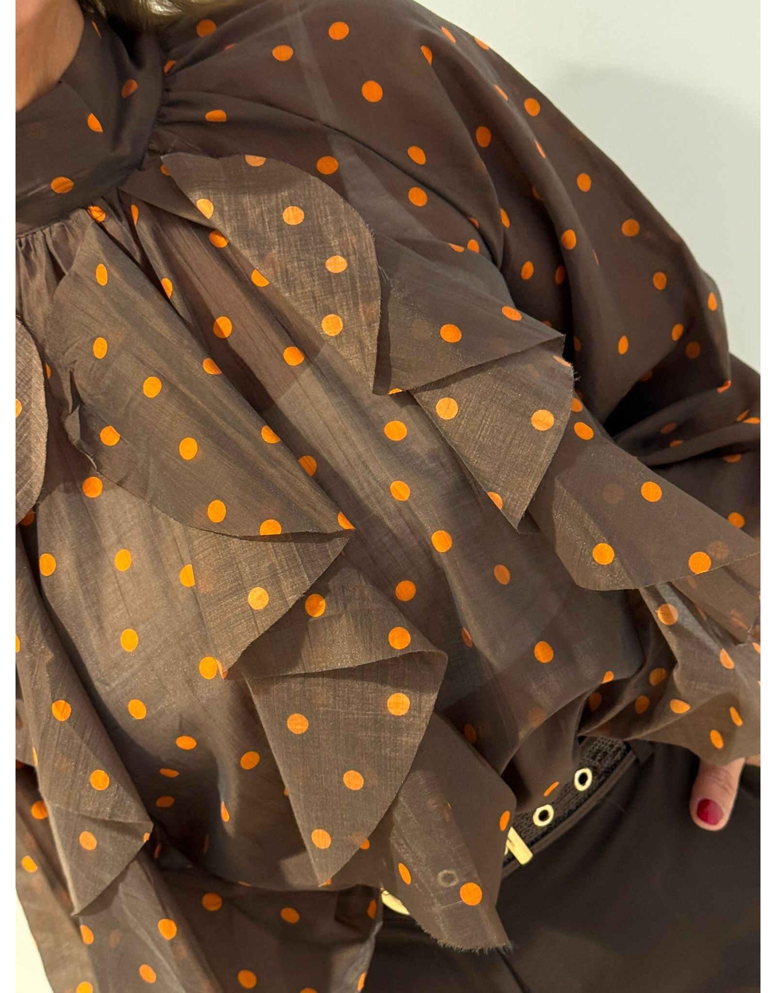 HEBBEZ Polka dot blouse Nina - Chocoladebruin