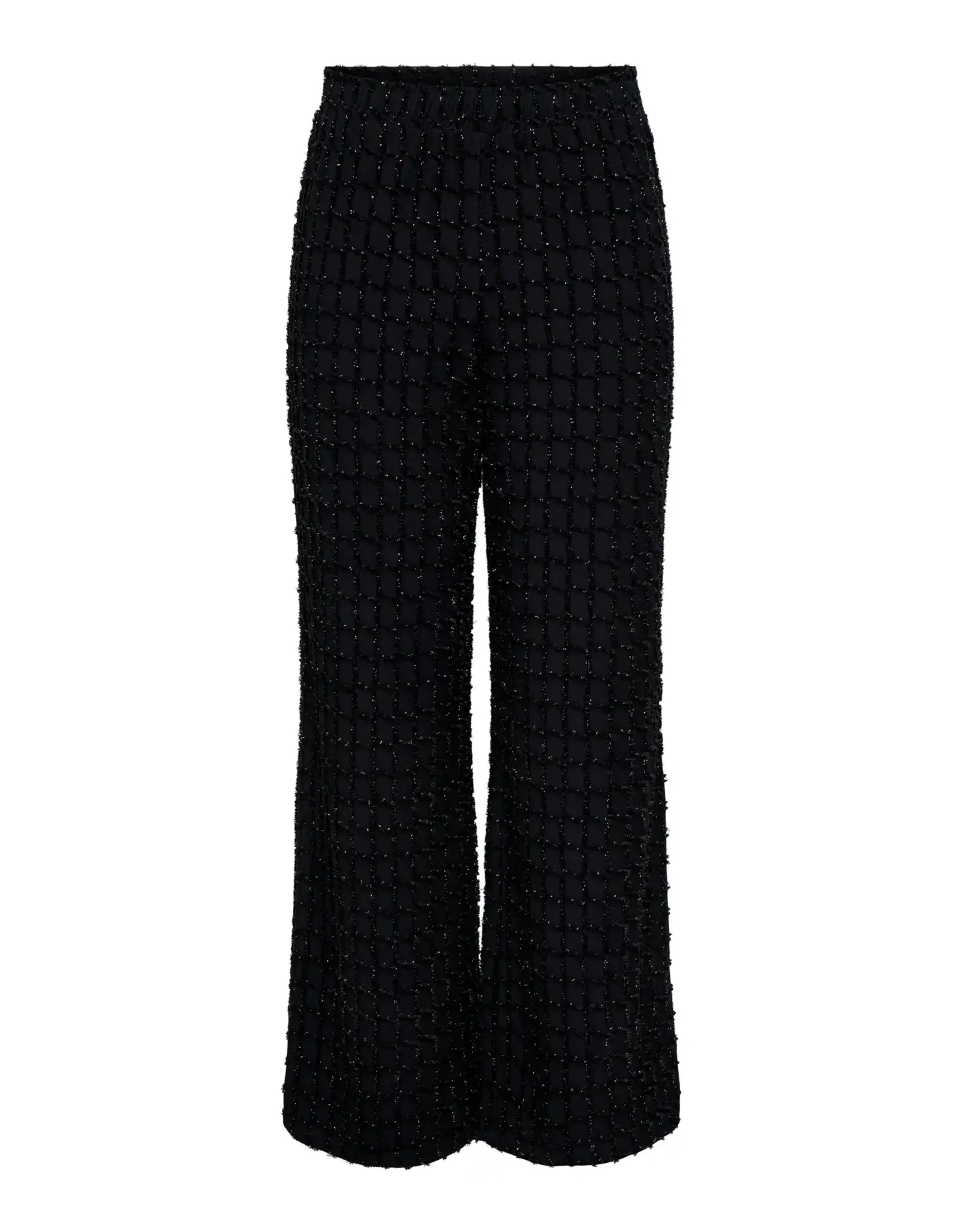 HEBBEZ ONLY Ines wide glitter pants - Zwart glitter