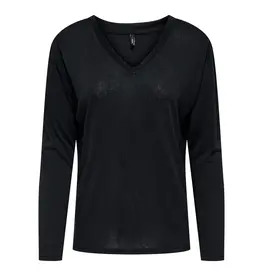 ONLY ONLY Henrietta v-neck shine top - Black rhinestones