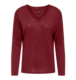 ONLY ONLY Henrietta v-neck shine top - Rood