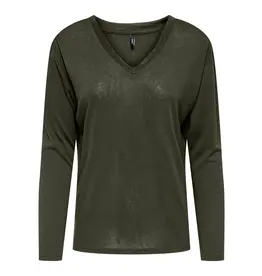 ONLY ONLY Henrietta v-neck shine top - Legergroen