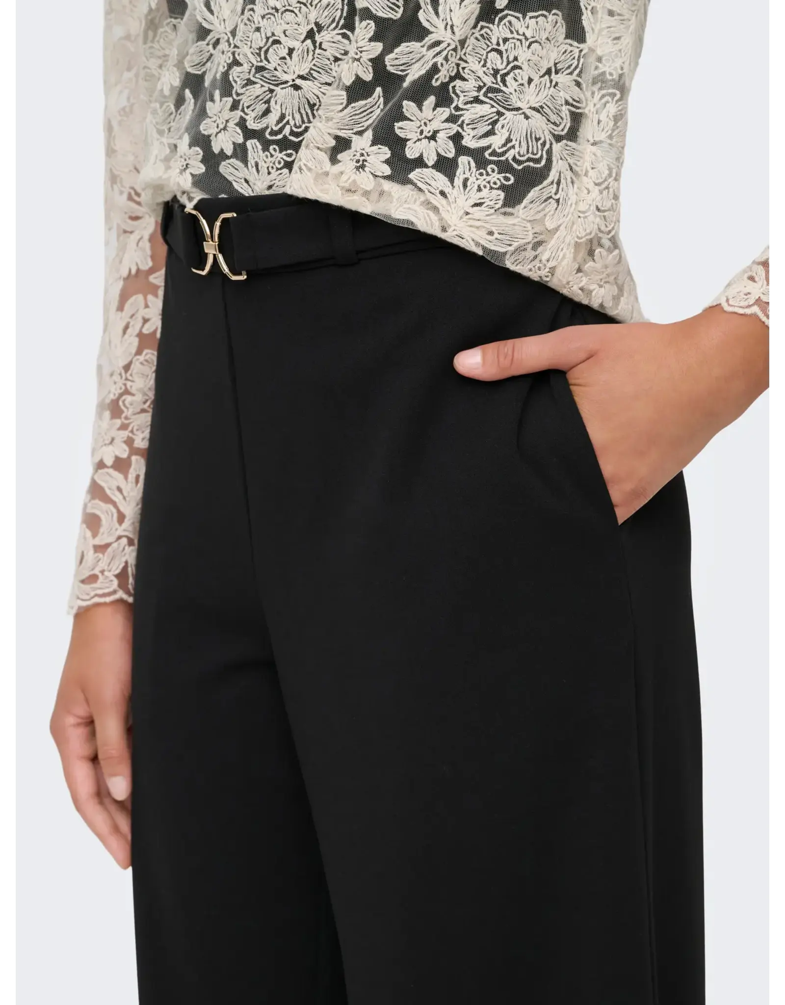 ONLY ONLY Gala belt wide leg pants - Zwart