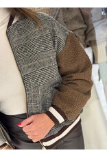 HEBBEZ Geruite jack met teddy mouwen - Olivia