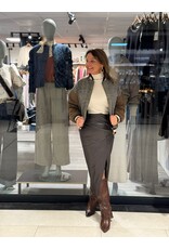 HEBBEZ PU-leren maxi-rok met detail Nora - Chocoladebruin