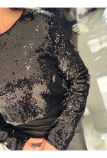 HEBBEZ Cropped pailetten top Julia - Zwart