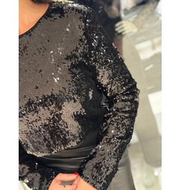 HEBBEZ Cropped pailetten top Julia - Zwart