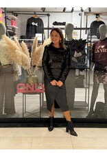 HEBBEZ PU-leren maxi-rok met detail Nora - Zwart