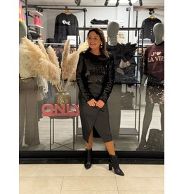 HEBBEZ PU-leren maxi-rok met detail Nora - Zwart