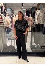 HEBBEZ Pailetten top met korte mouw Sophie - Zwart