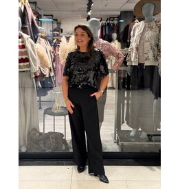 HEBBEZ Pailetten top met korte mouw Sophie - Zwart