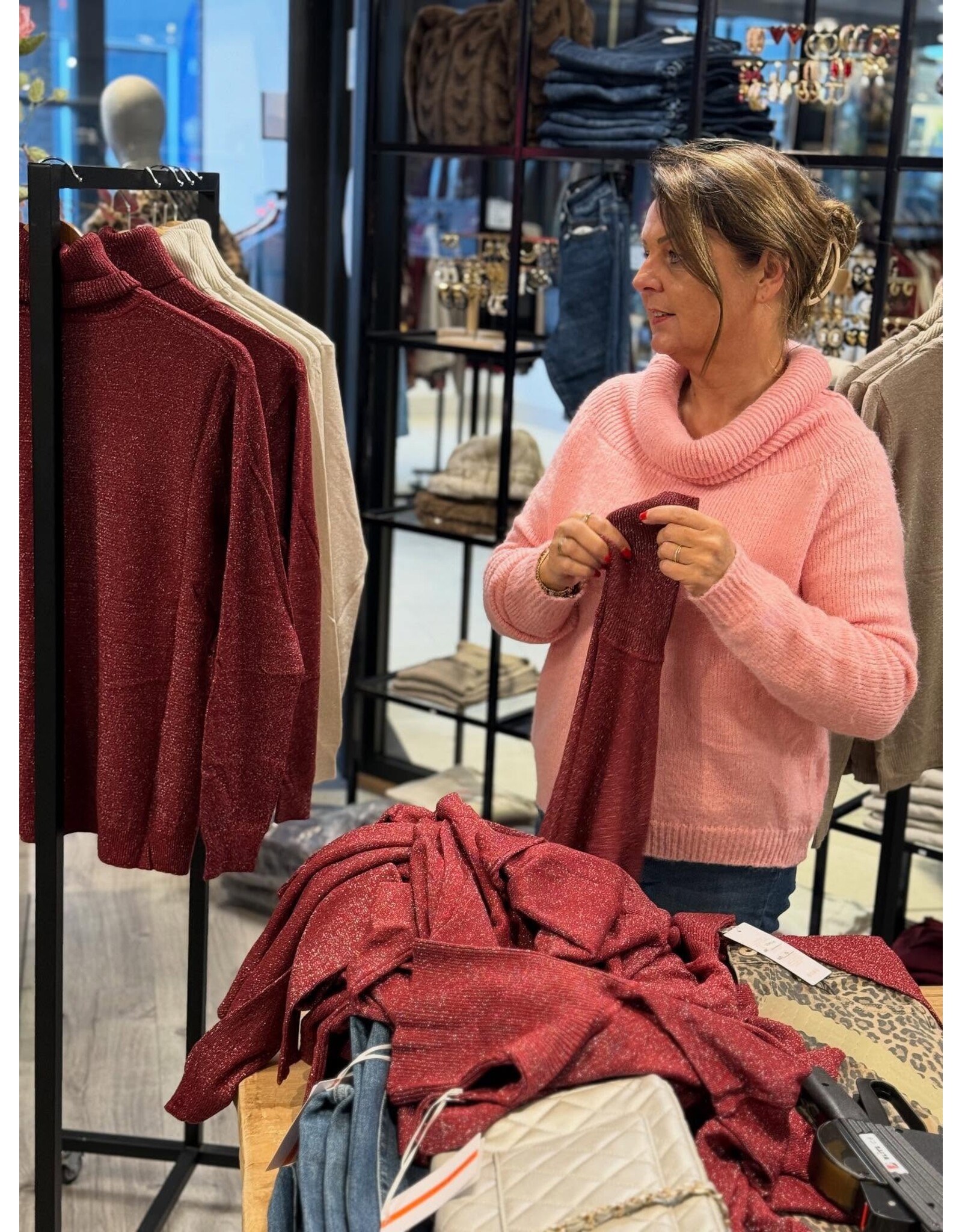 HEBBEZ Gebreide trui Yara - Zachtroze