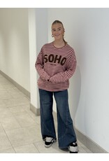 HEBBEZ Gestreepte oversized longsleeve Noor - Camel