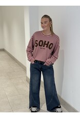 HEBBEZ Gestreepte oversized longsleeve Noor - Camel