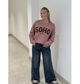 HEBBEZ Gestreepte oversized longsleeve Noor - Camel